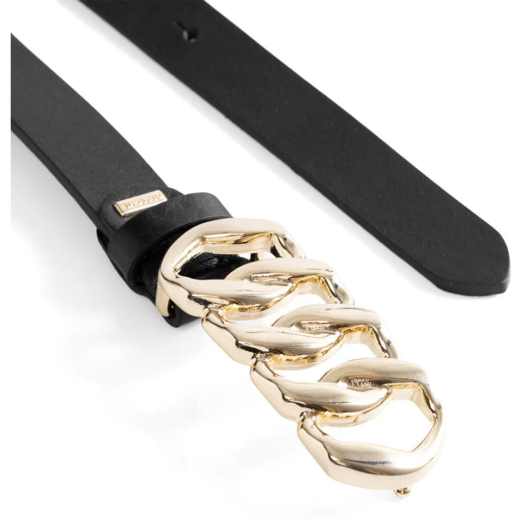 Elegant leather belt in a nice and soft quality / 15866 - Black (Nero)