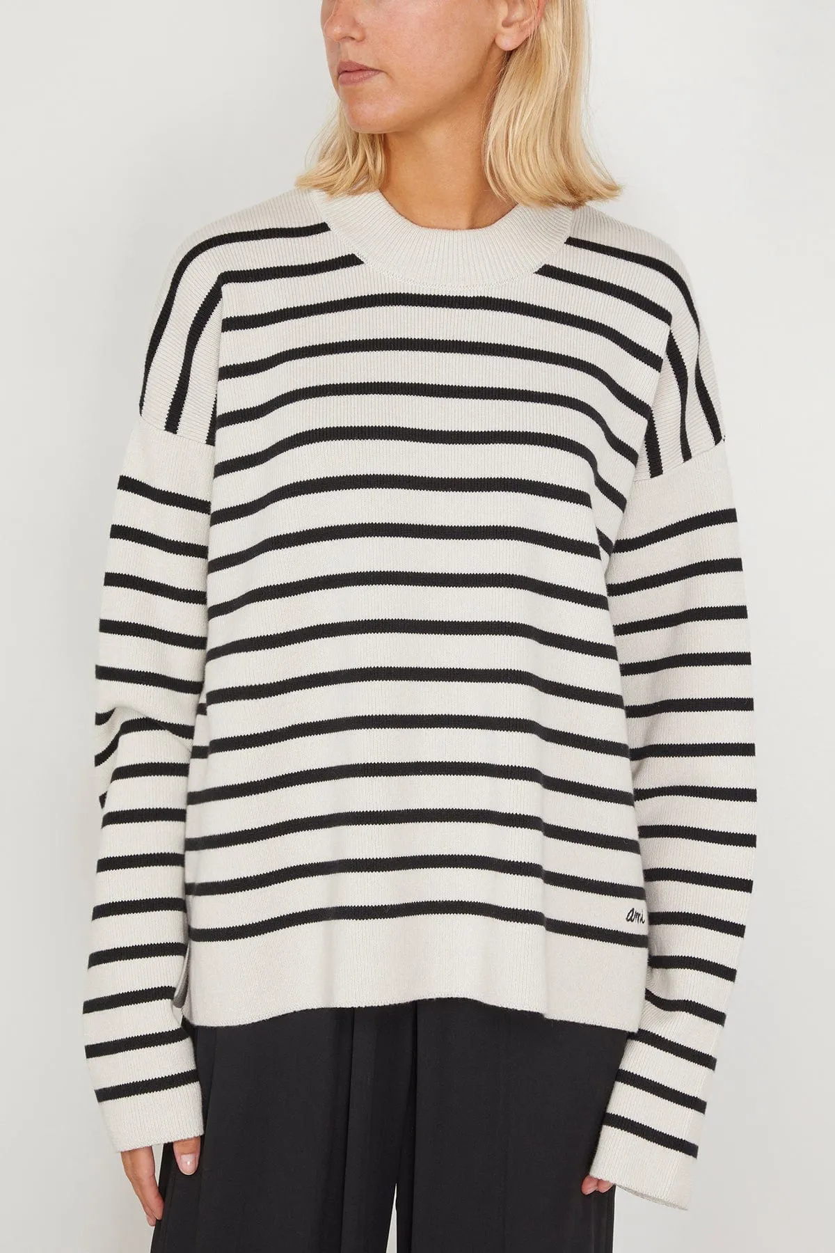 Embroidery Sailor Sweater in Chalk/Black