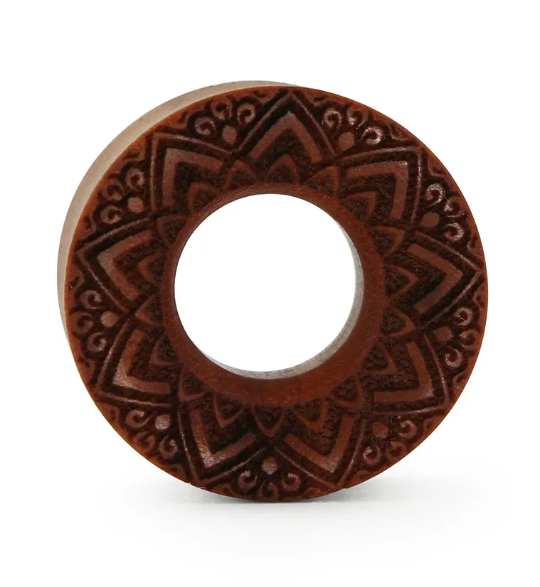 Etched Mandala Saba Wood Tunnel Plugs