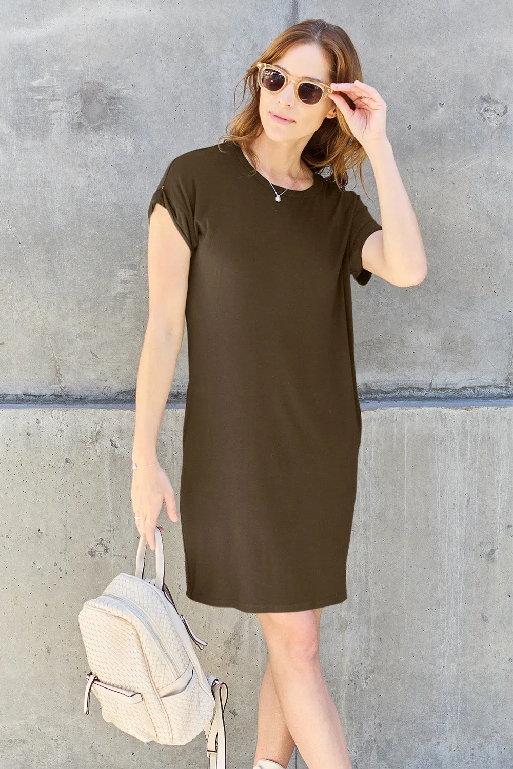 Explore More Collection - Basic Bae Full Size Round Neck Short Sleeve Dress with Pockets