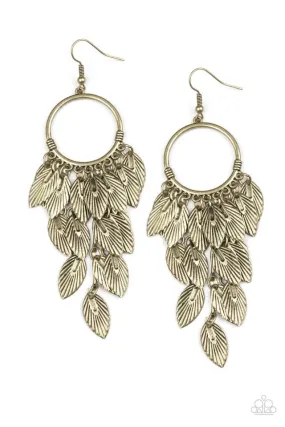 Feather Frenzy Brass-Earrings