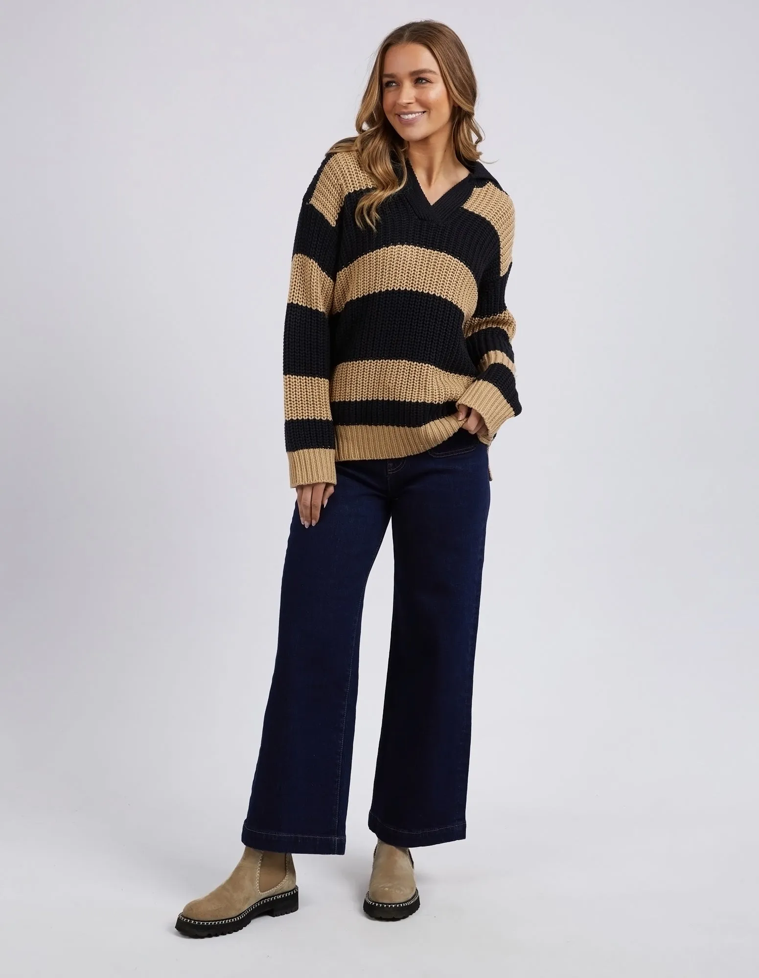 Foxwood - Estella Stripe Knit - Black & Tan