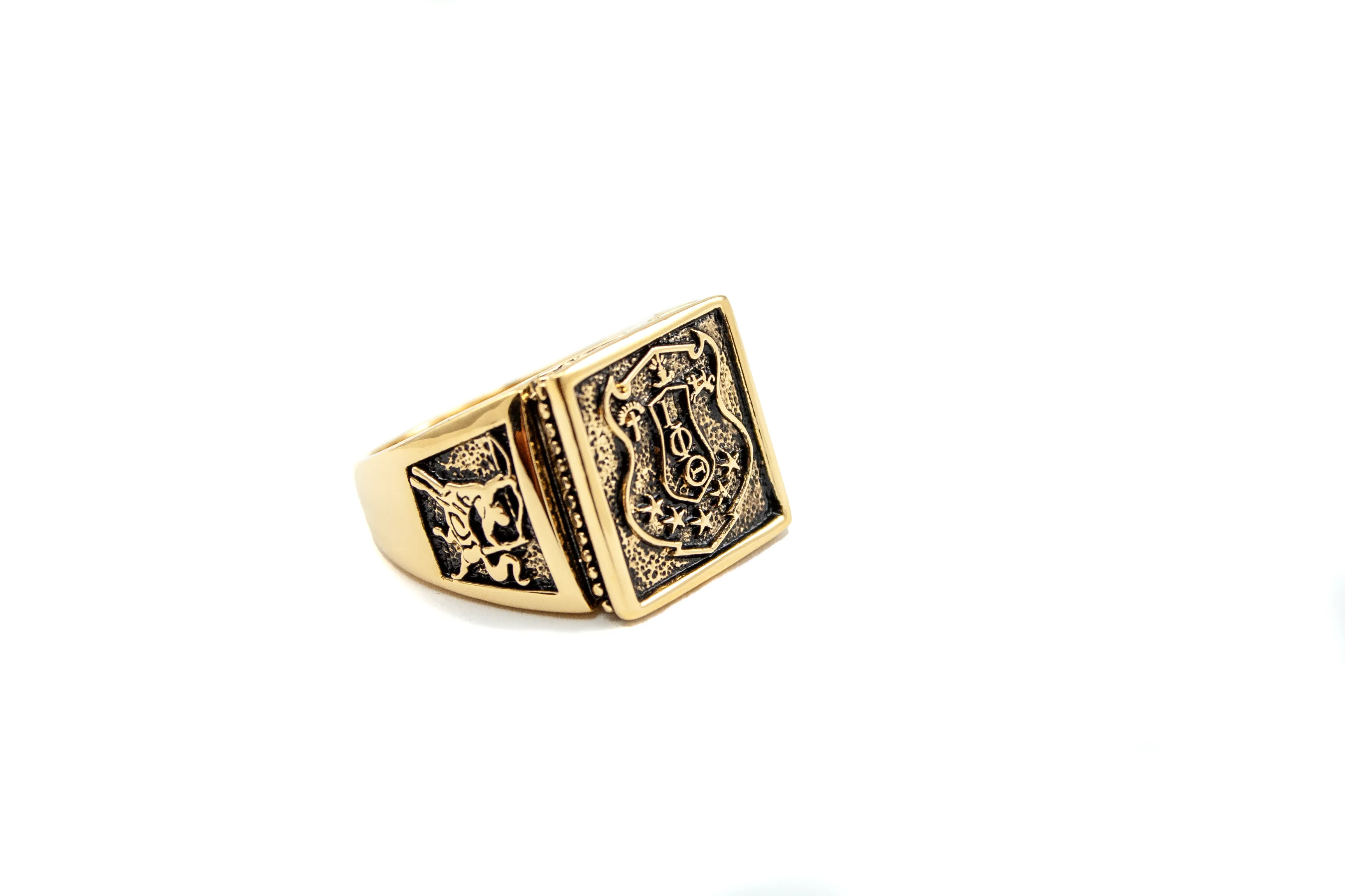 Gold Iota Phi Theta Fraternity Crest Ring