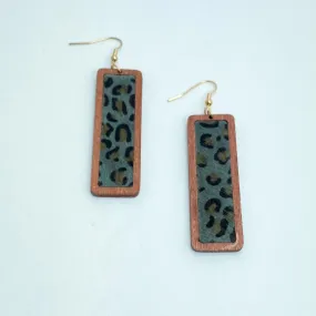 Grey & Brown Leopard Wooden Earrings