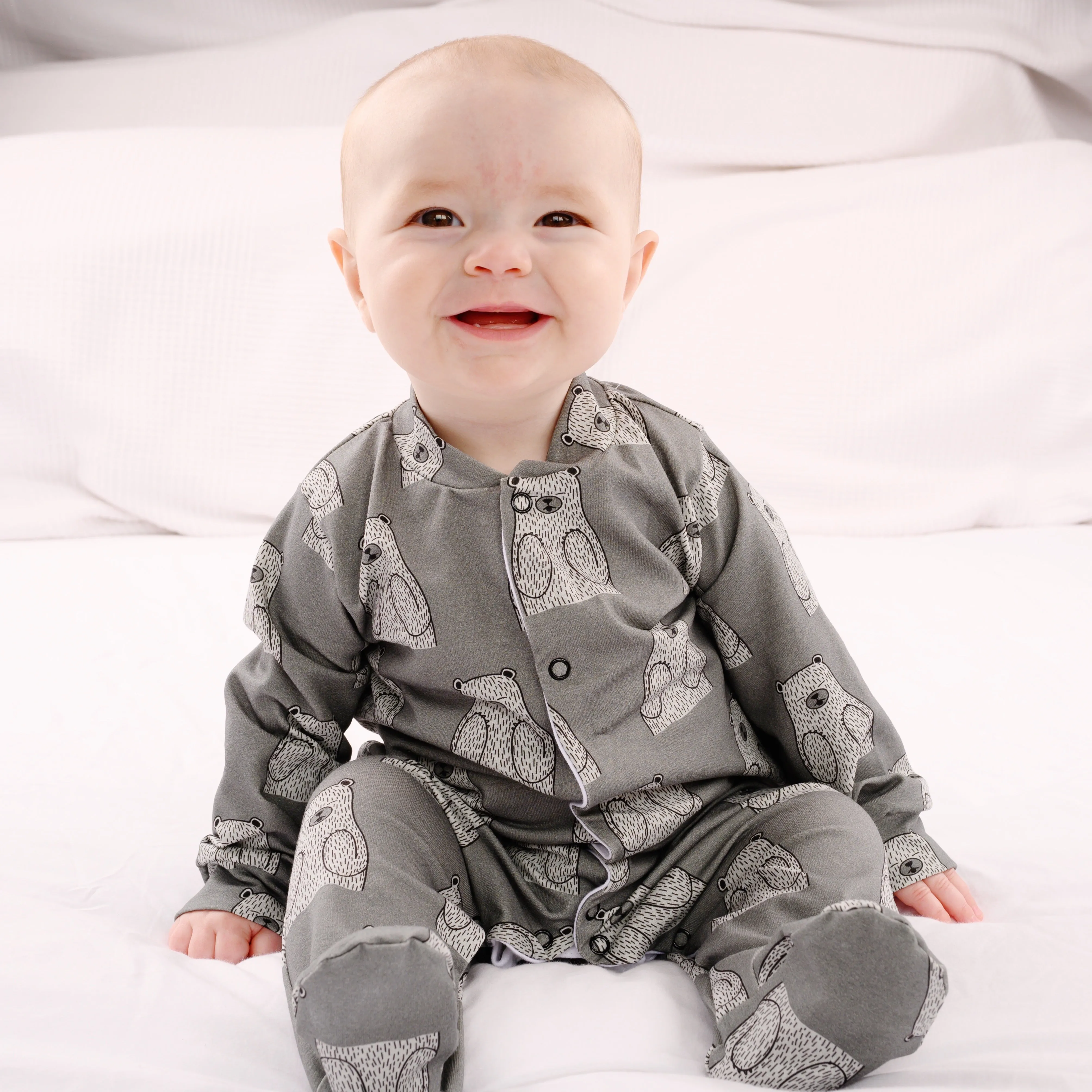 Grey Bear cotton sleepsuit