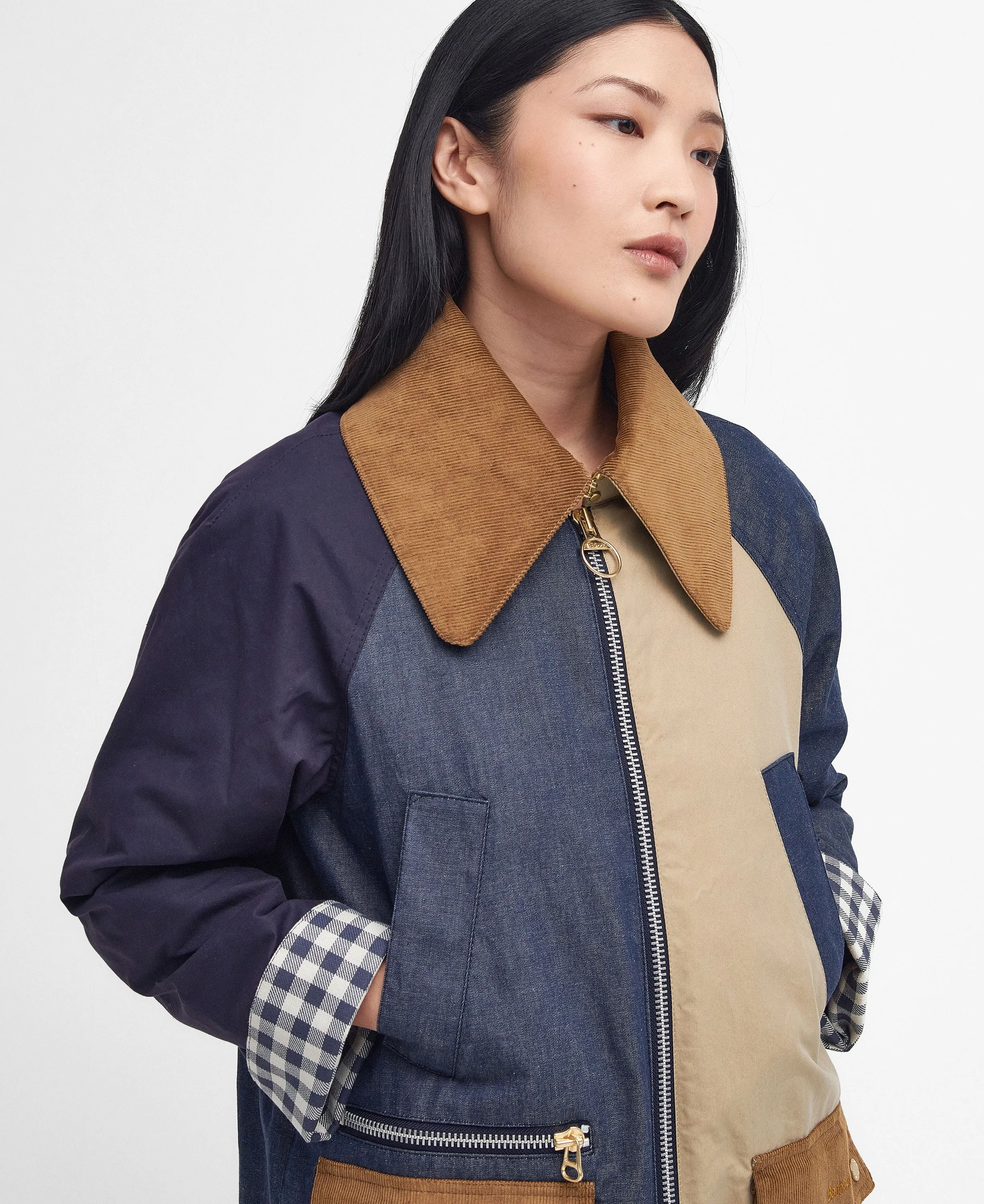 Gunnerside Patch Showerproof Jacket - Beige/Indigo/Dark Indigo