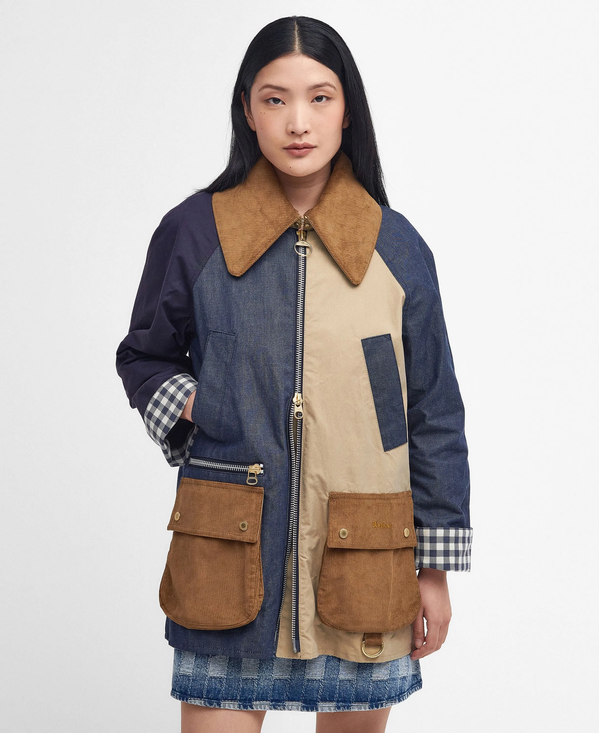 Gunnerside Patch Showerproof Jacket - Beige/Indigo/Dark Indigo