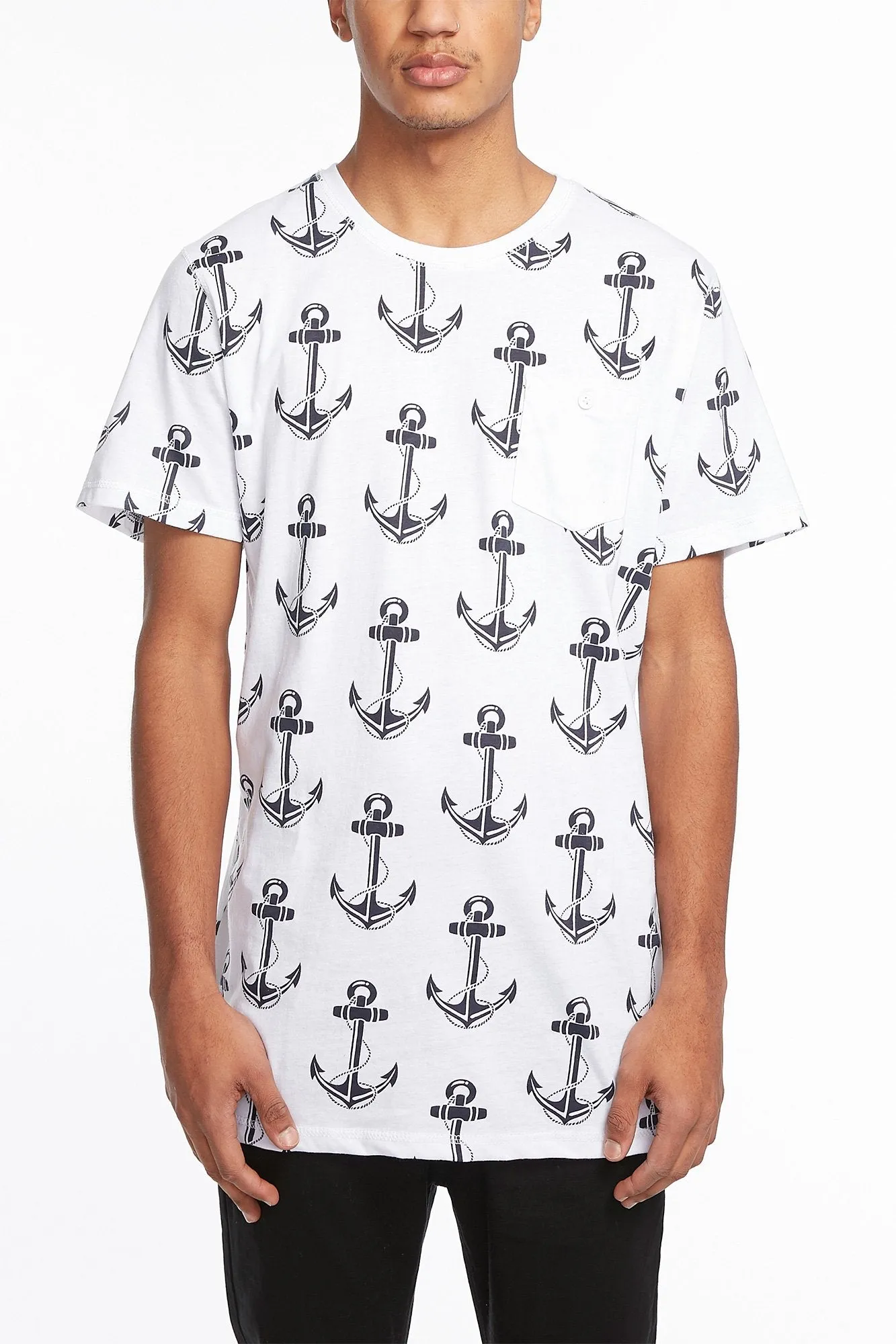 Guys Anchor Print Pocket Tee