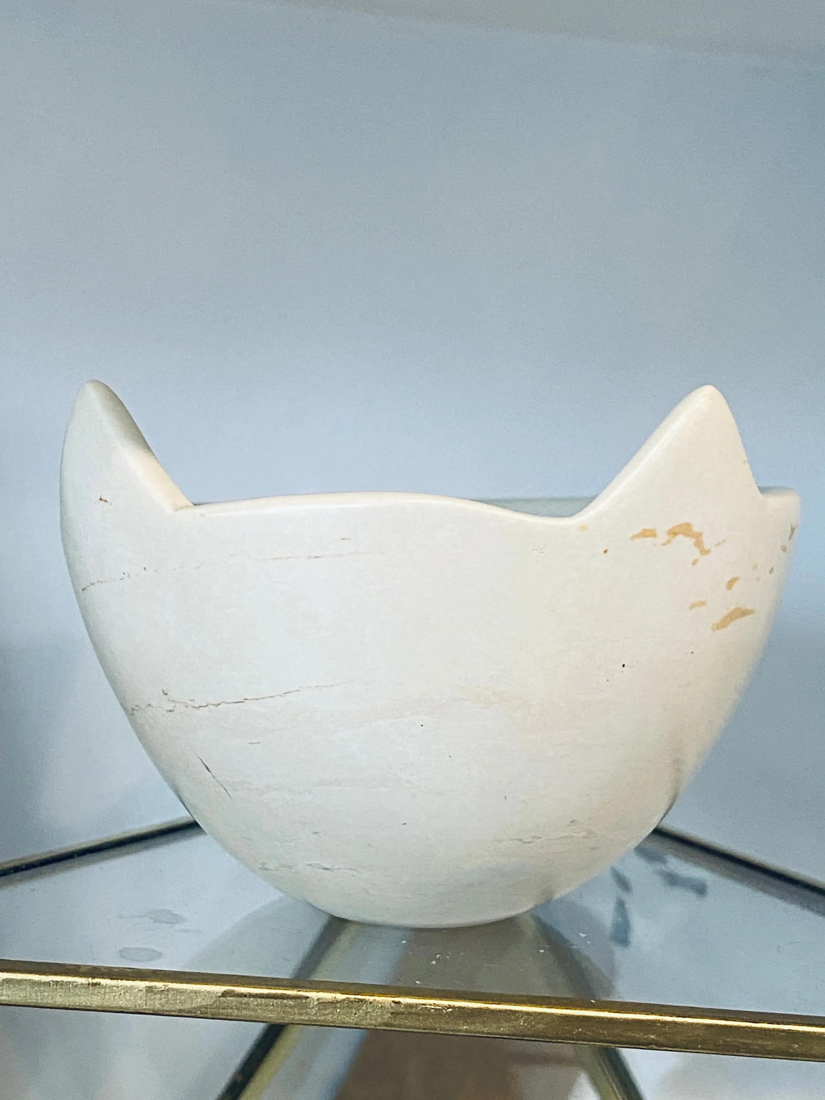 Hand Carved Soapstone Cat Trinket / Dish Made in Kenya