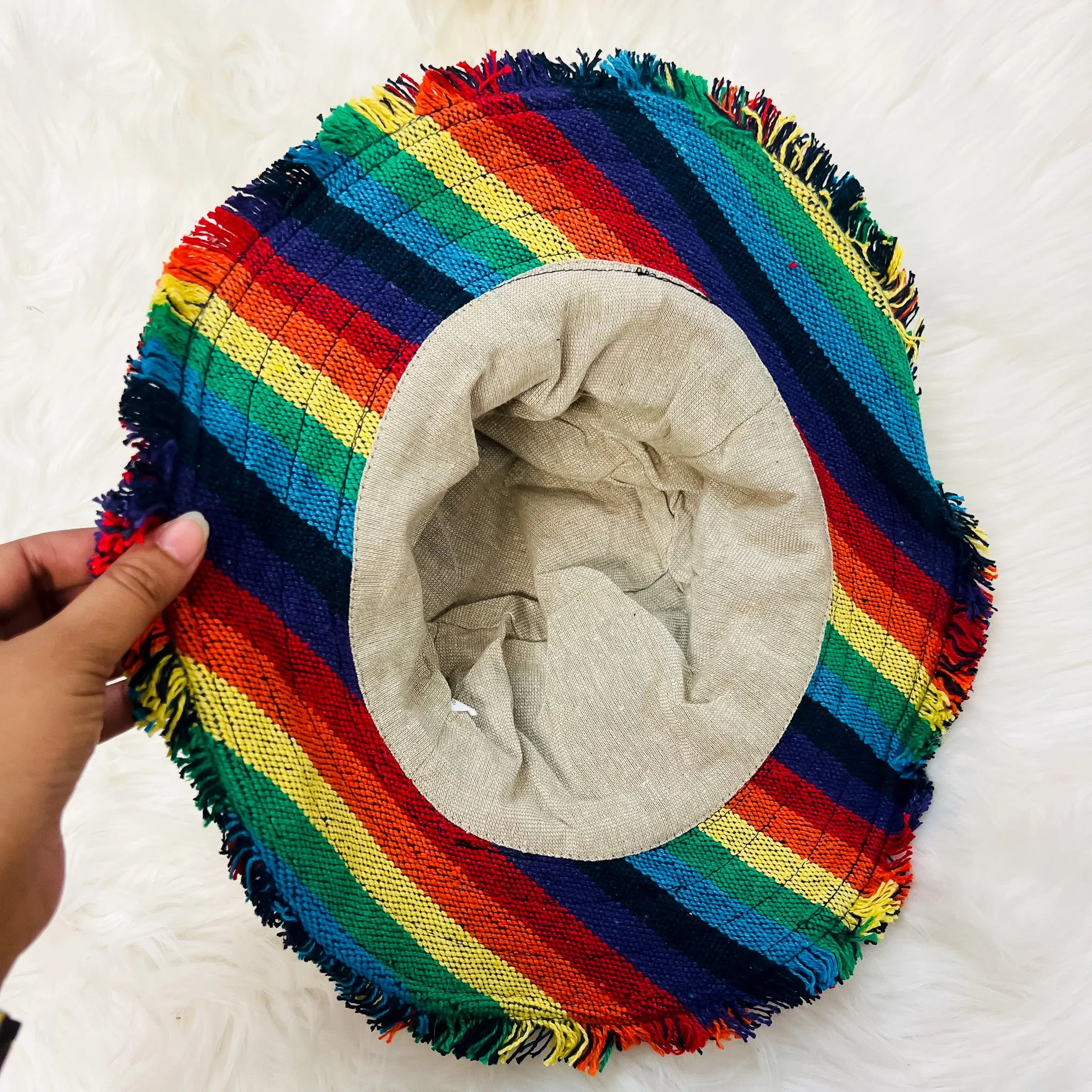 Handmade Unisex Rainbow/Pride  Hemp Summer Sun Hat