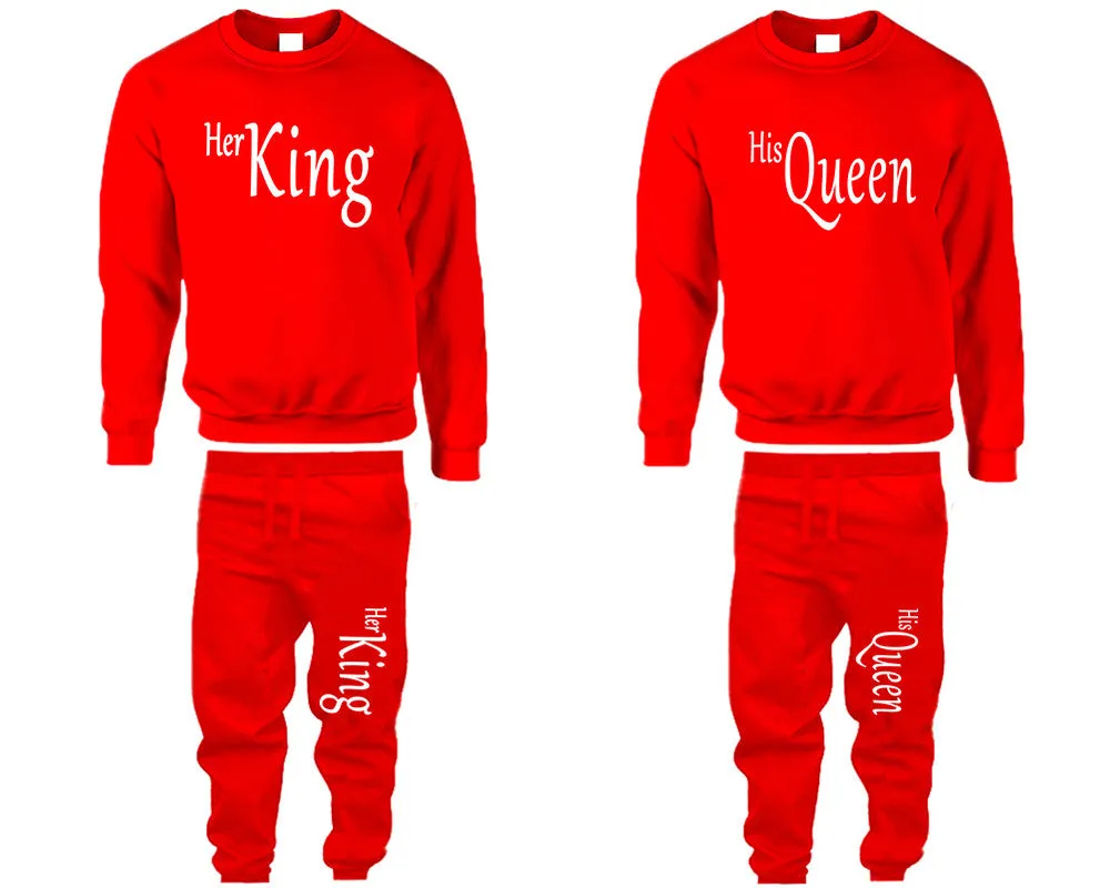 Her King His Queen Couple Matching Top Bottom Set Sweaters and Jogger Pants