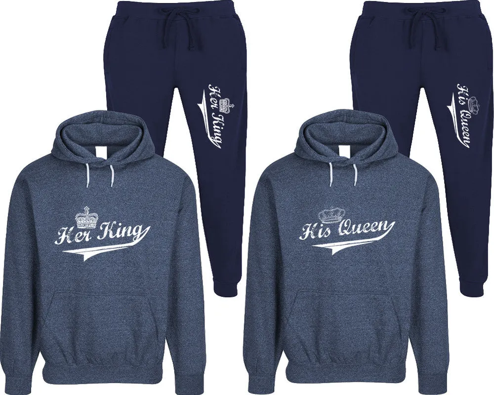 Her King His Queen Couple Speckle Hoodies and Jogger Pants Matching Top&Bottom Sets