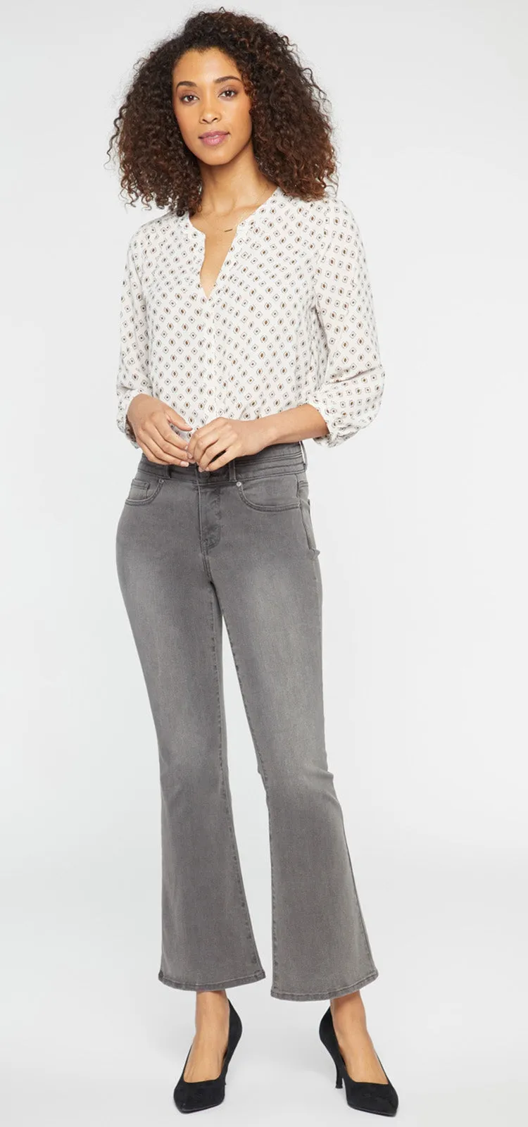 High Rise Ava Flare Jeans Grey | Smokey Mountain