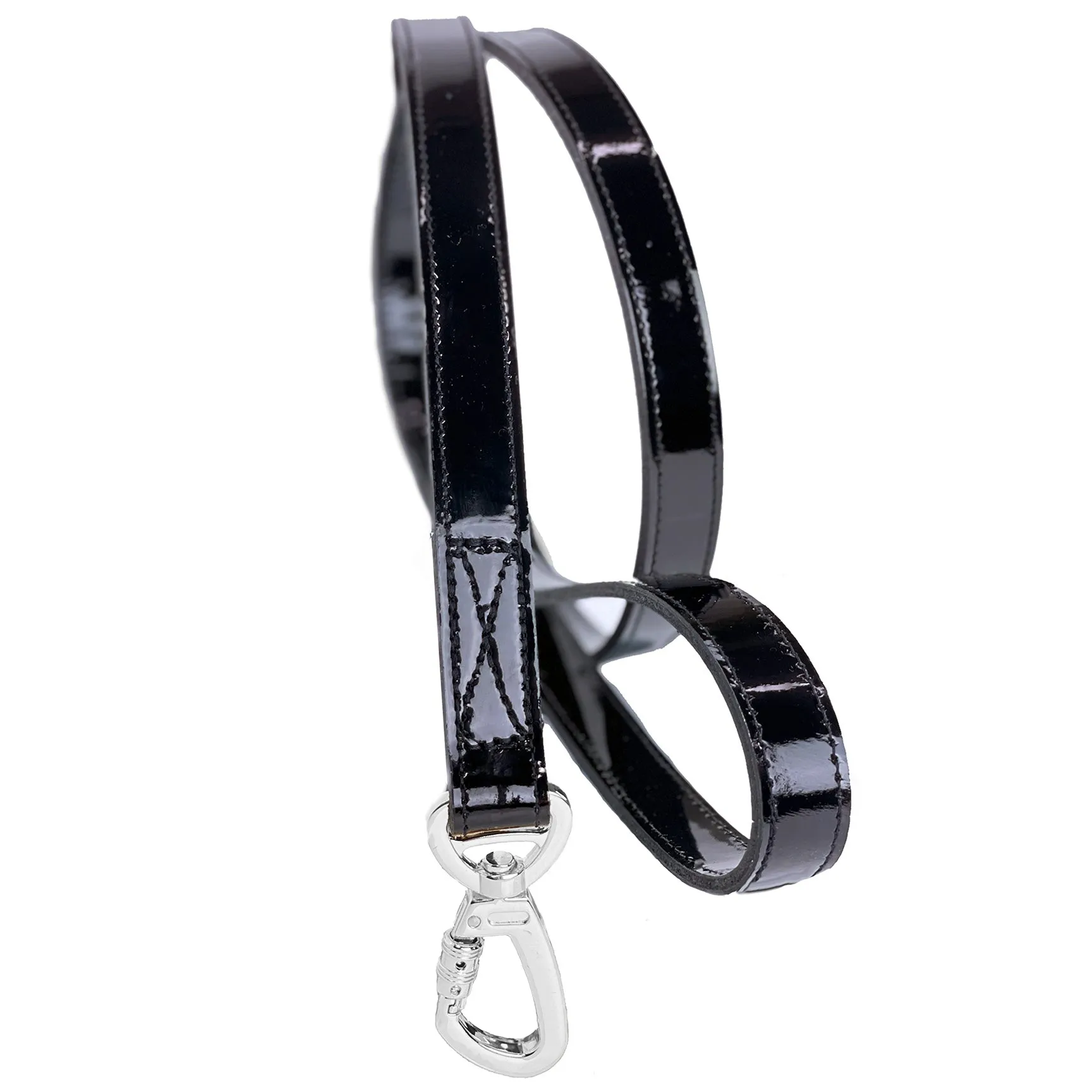 Hugs & Kisses Dog Leash in Black Patent & Nickel