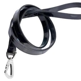 Hugs & Kisses Dog Leash in Black Patent & Nickel