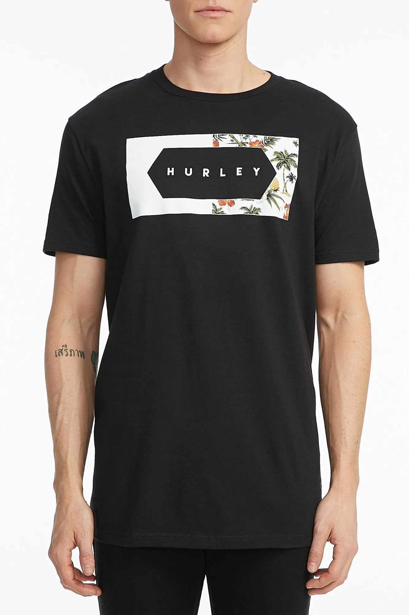 Hurley Guys Black Tropical Split Frame Tee