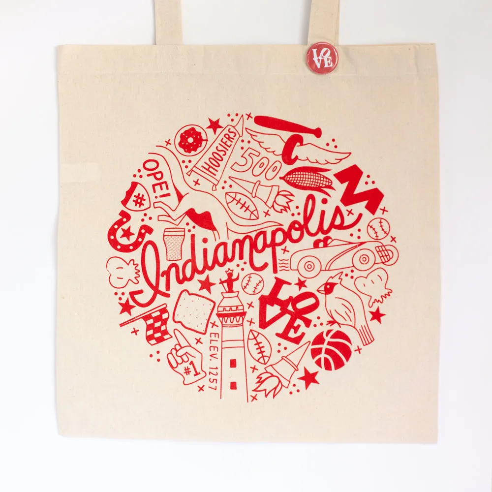 Indianapolis Indiana tote bag, Indianapolis icons souvenir, Indianapolis gift idea