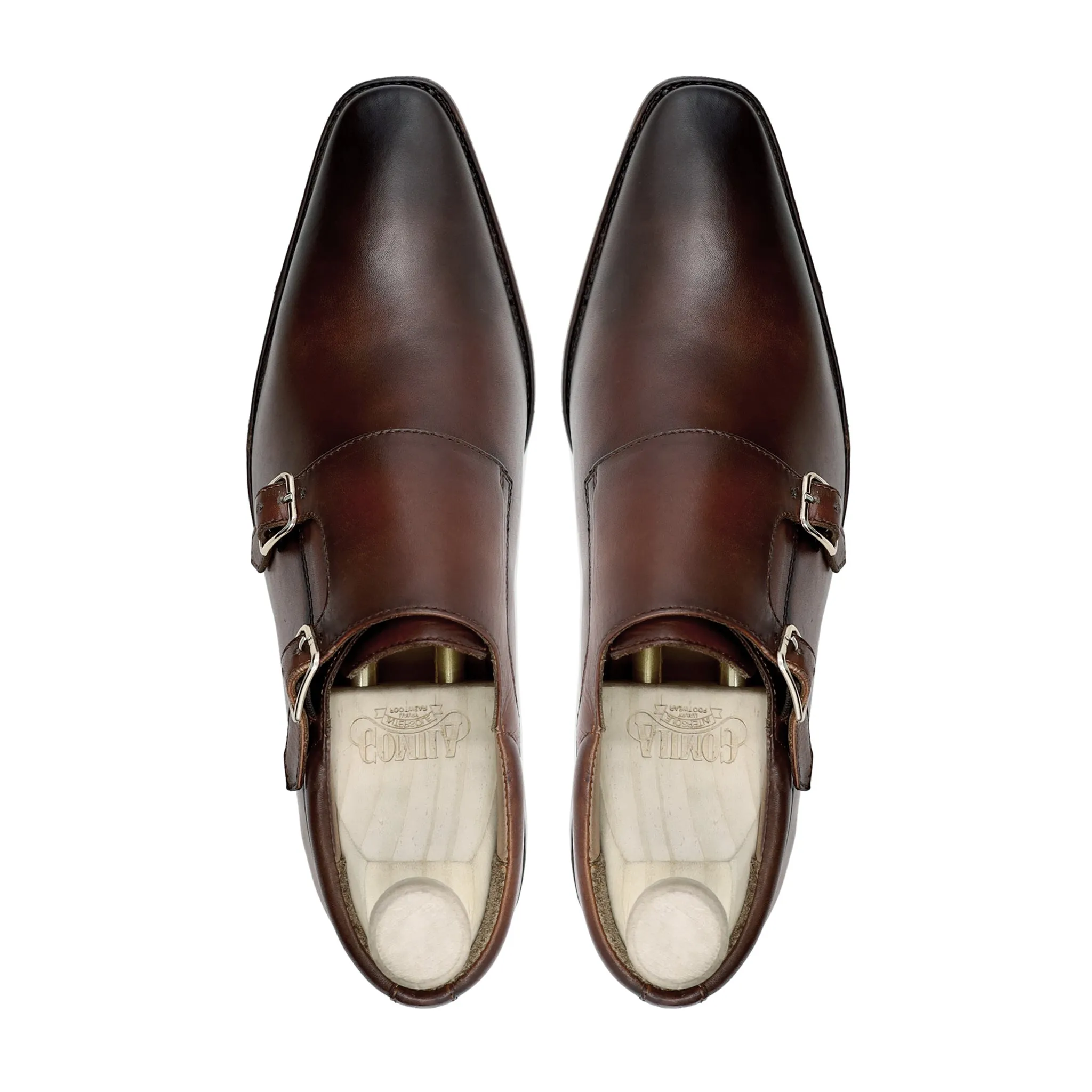 Jamkal - Men's Brown Calf Leather Double Monkstrap