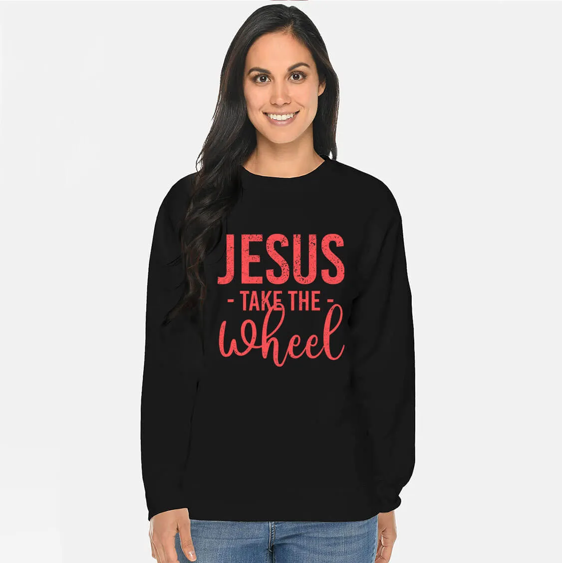 Jesus Take The Wheel Unisex Crewneck Sweatshirt