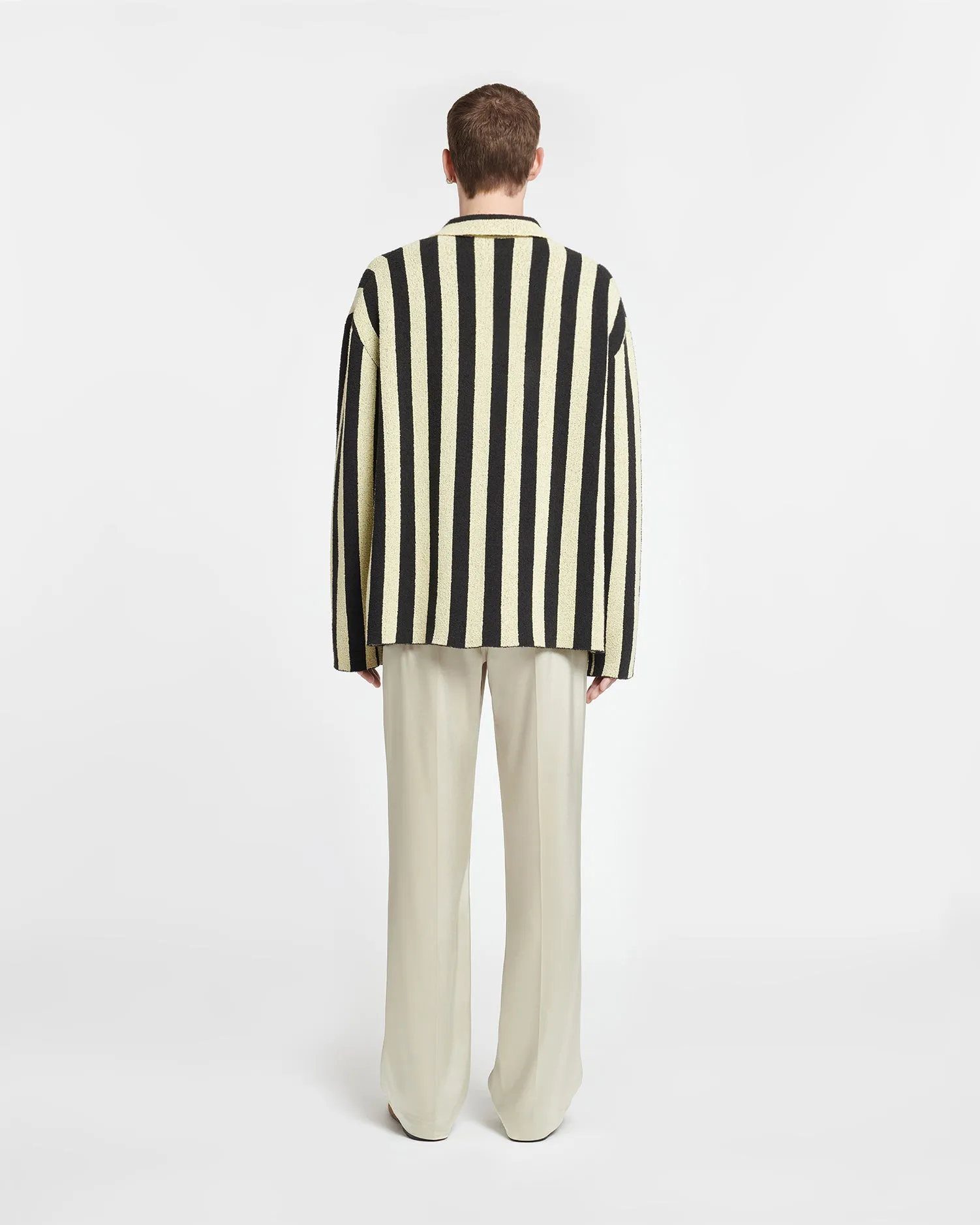 Jorrit - Striped Terry-Knit Sweater - Black/Pale Yellow