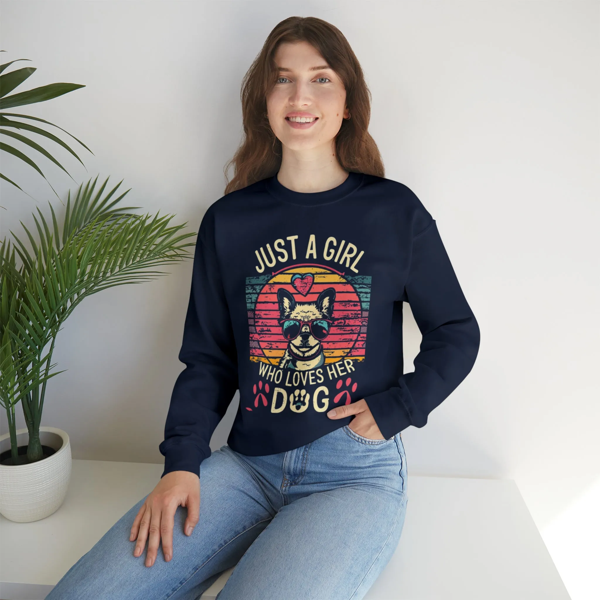 Just a girl who loves her Dog - Unisex Heavy Blend™ Crewneck Sweatshirt