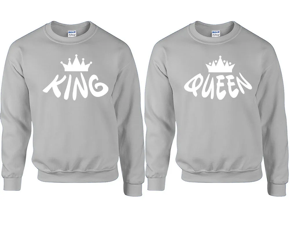 King Queen Couple Matching Sweaters, Couple Crewnecks