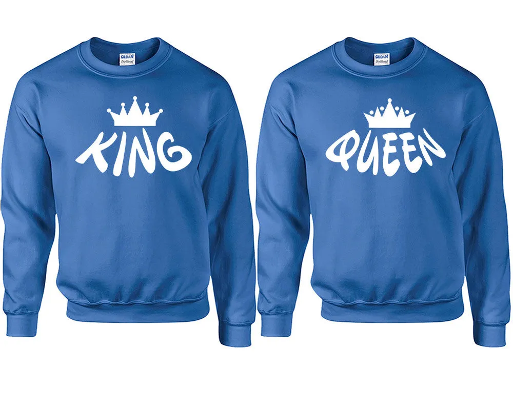 King Queen Couple Matching Sweaters, Couple Crewnecks