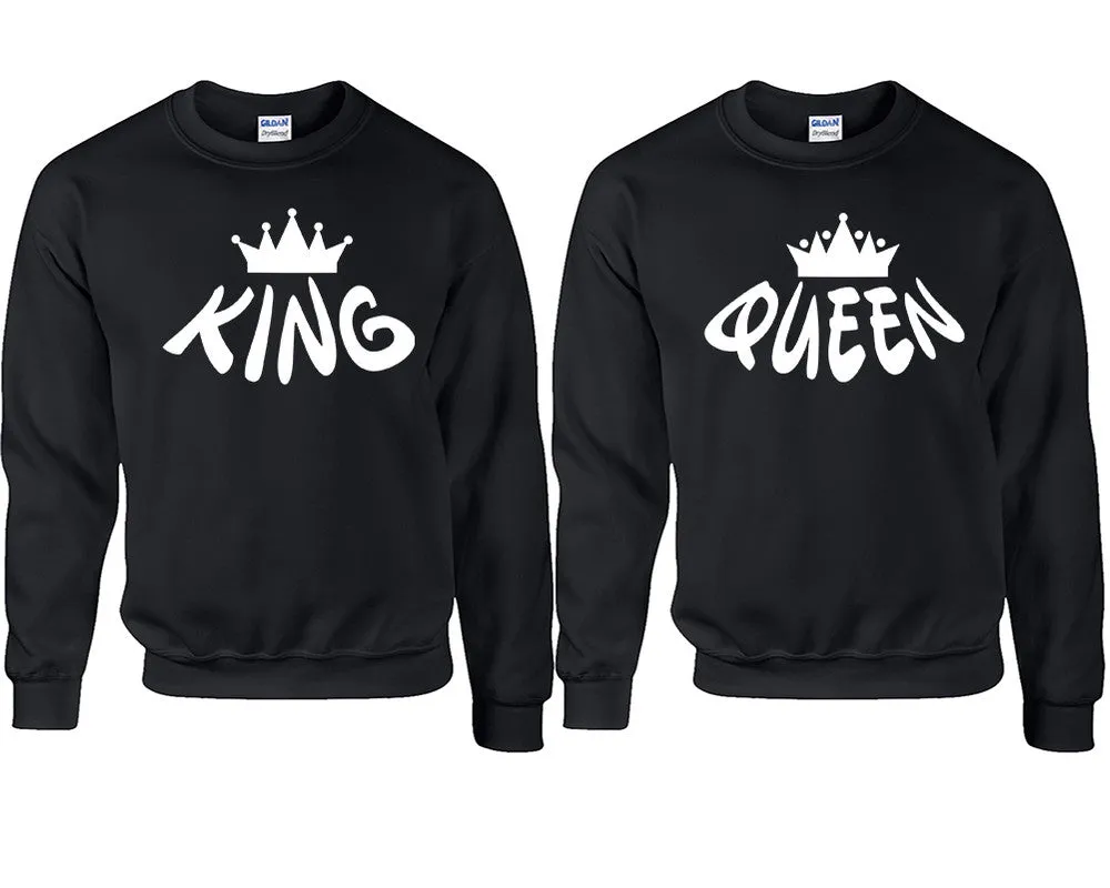 King Queen Couple Matching Sweaters, Couple Crewnecks