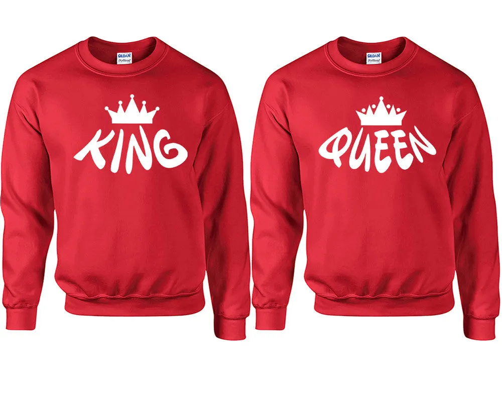 King Queen Couple Matching Sweaters, Couple Crewnecks