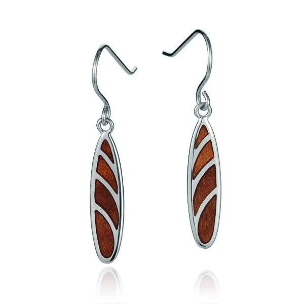 Koa Wood Hawaiian Surfboard Earrings