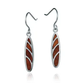 Koa Wood Hawaiian Surfboard Earrings