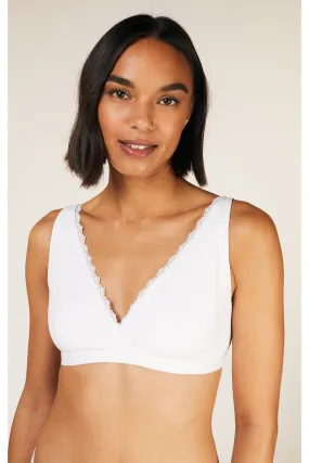 Lace Trim Triangle Bra in White