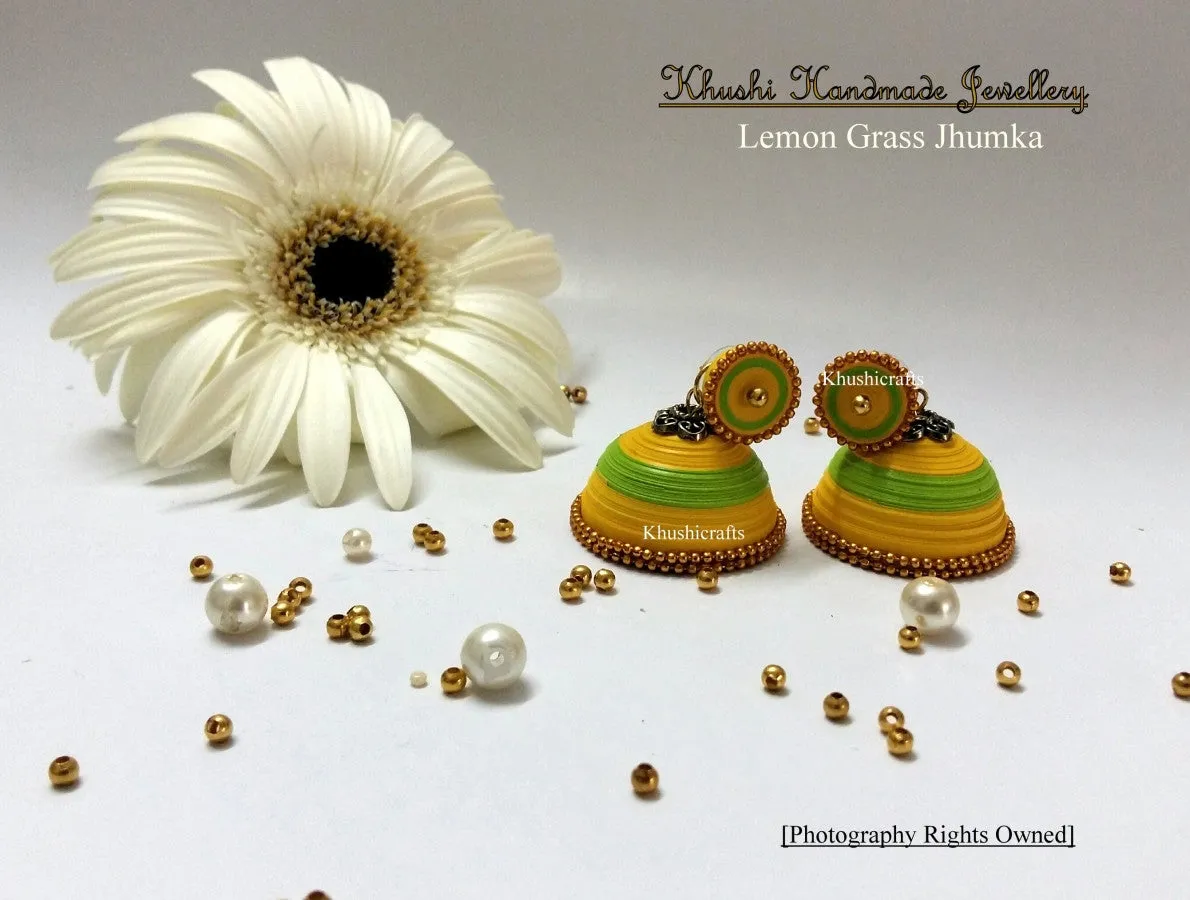 Lemon grass Quilled Jhumka