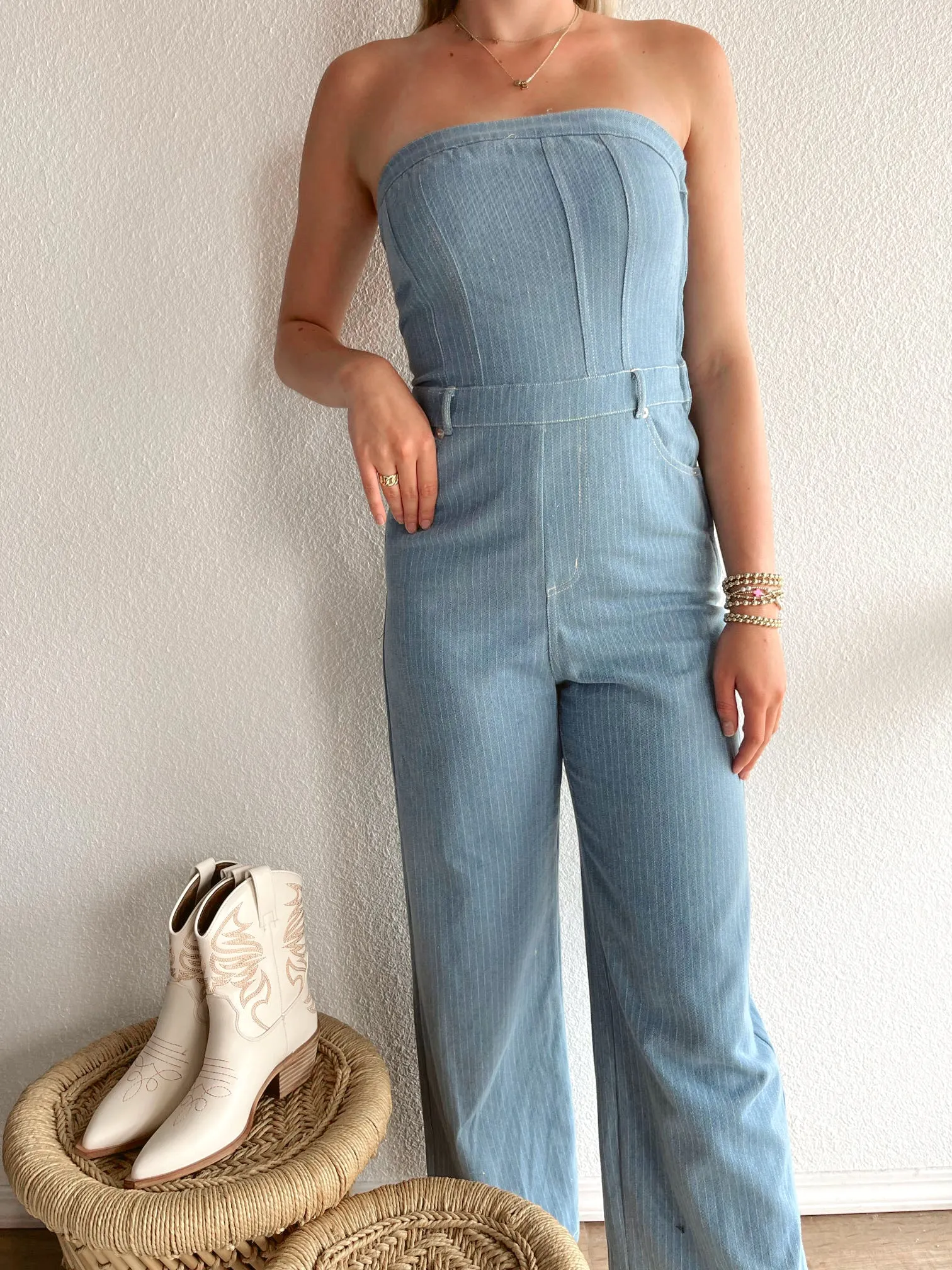 Locals Only Stripe Denim Jumpsuit