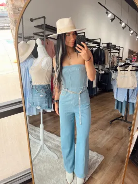 Locals Only Stripe Denim Jumpsuit