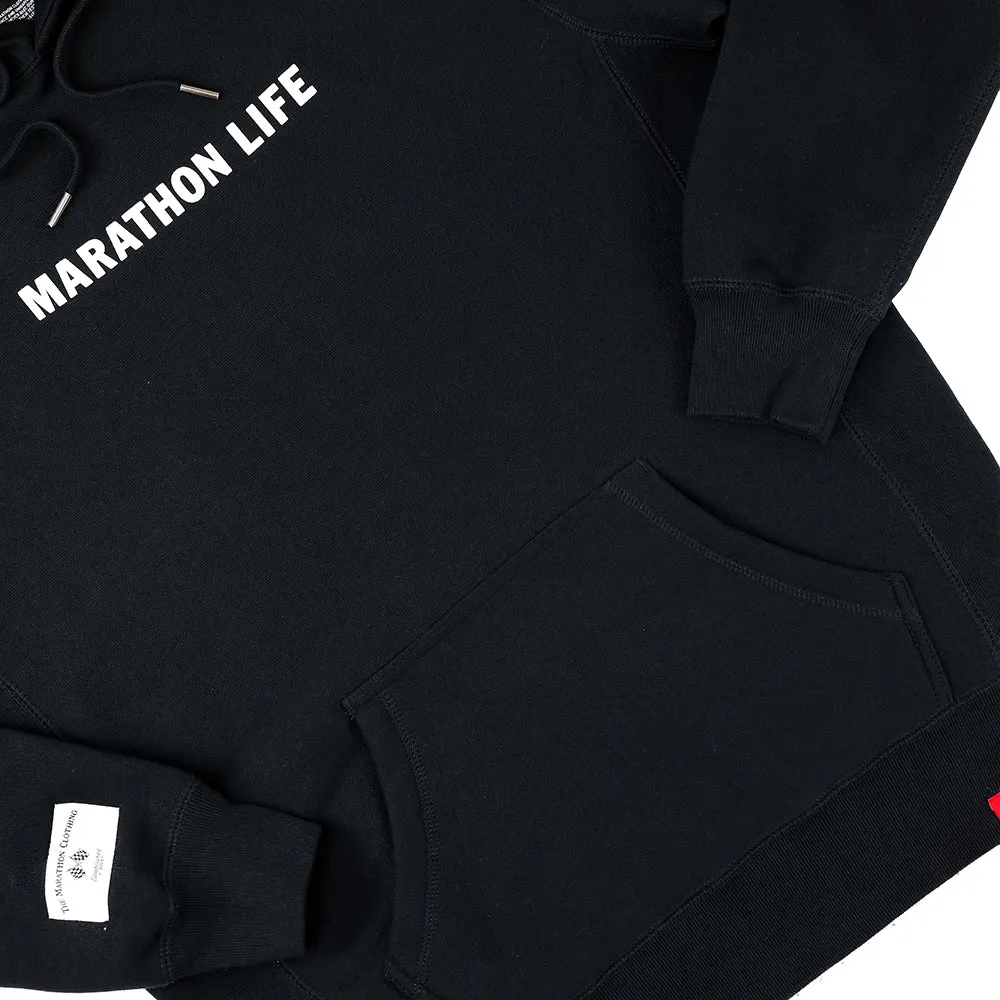 Marathon Life (Victory Flags) Hoodie - Black/White