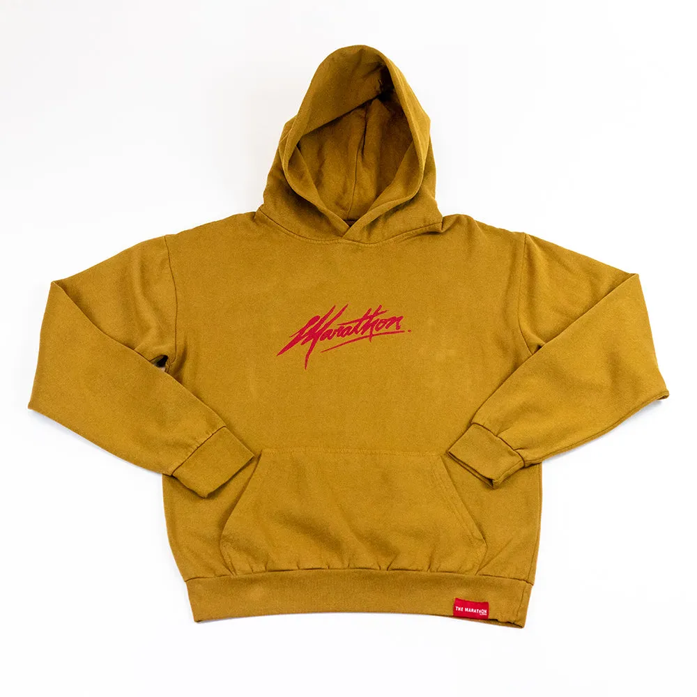 Marathon Script Signature Hoodie - Light Brown/Red