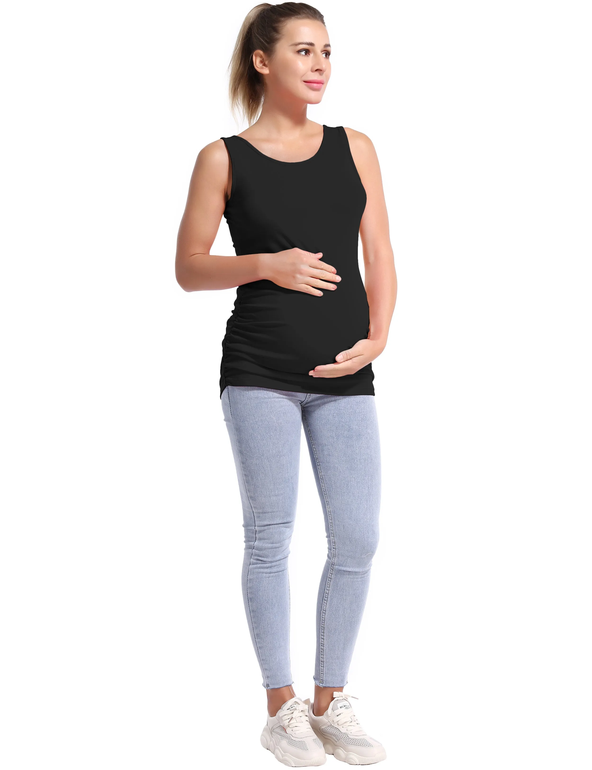 Maternity Side Shirred Tank Top black