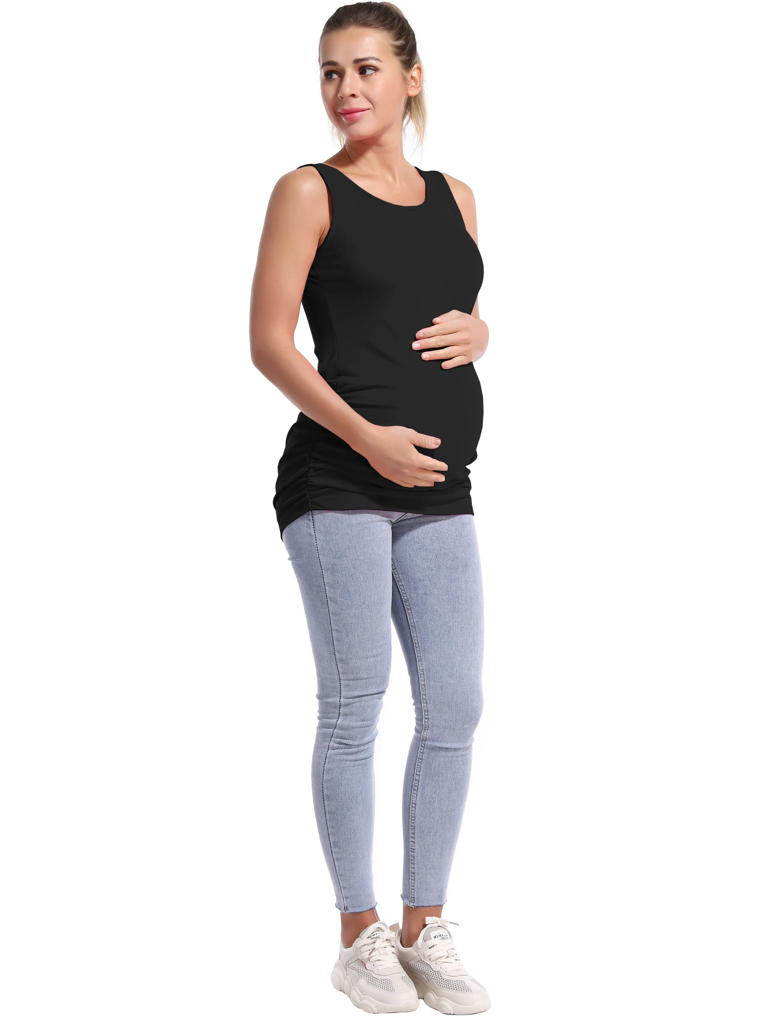 Maternity Side Shirred Tank Top black