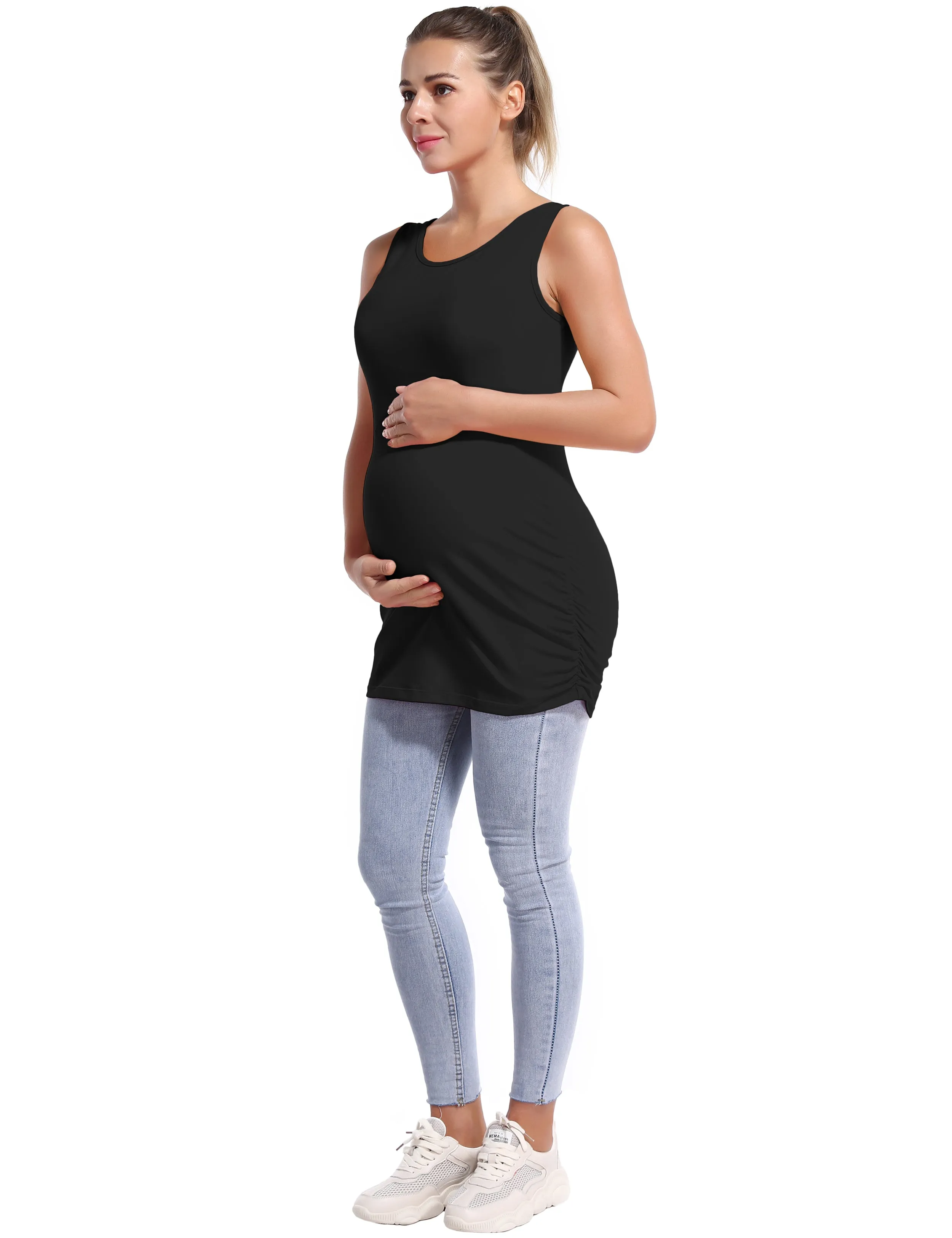 Maternity Side Shirred Tank Top black