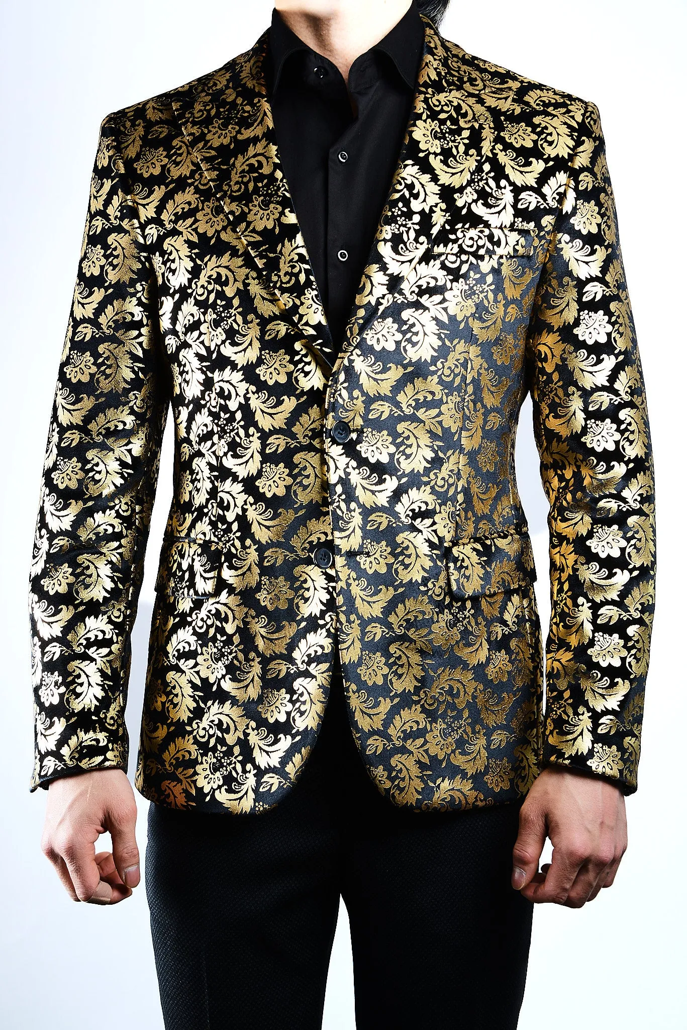 Mayfair Gold Leaf Print Velvet Blazer