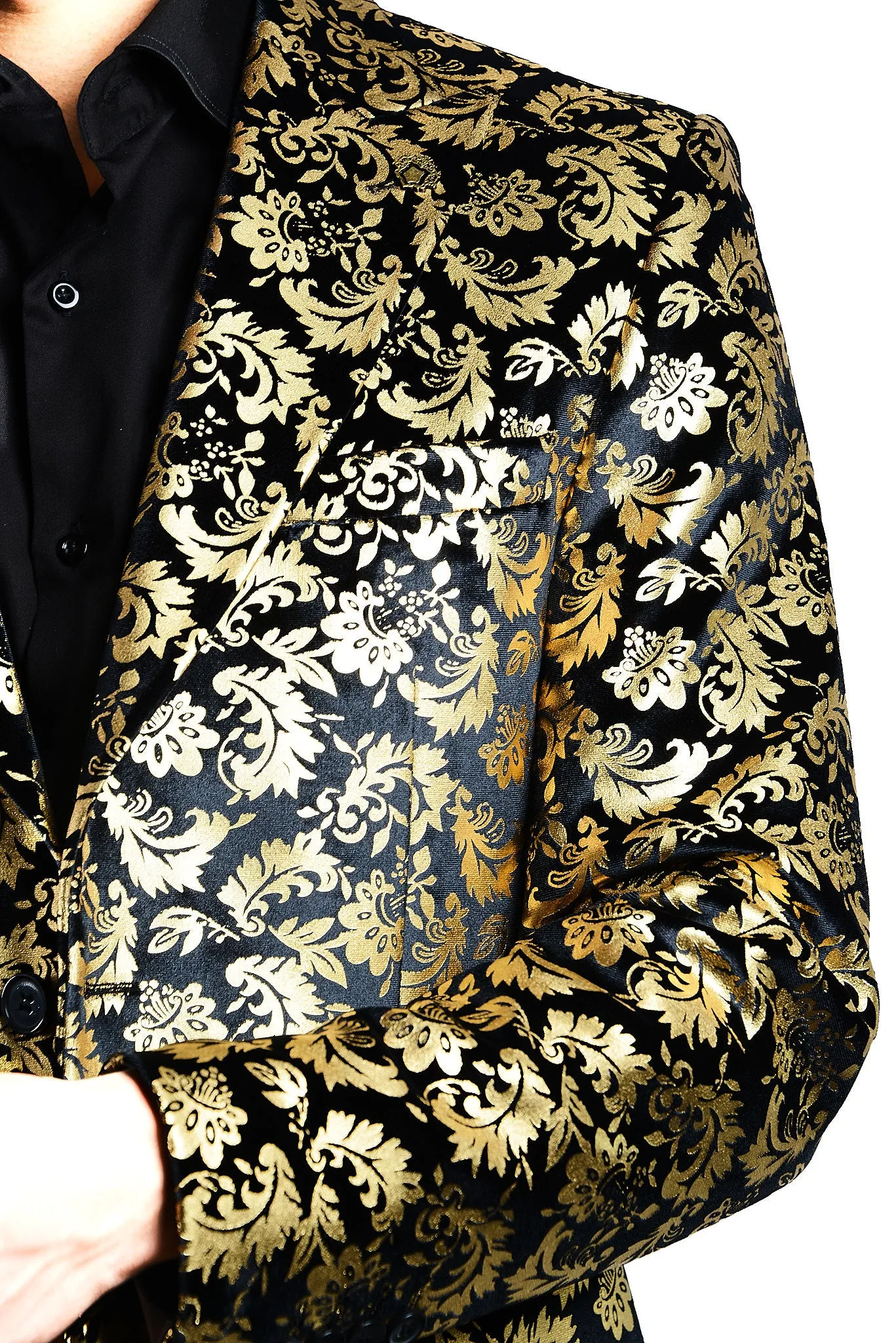 Mayfair Gold Leaf Print Velvet Blazer