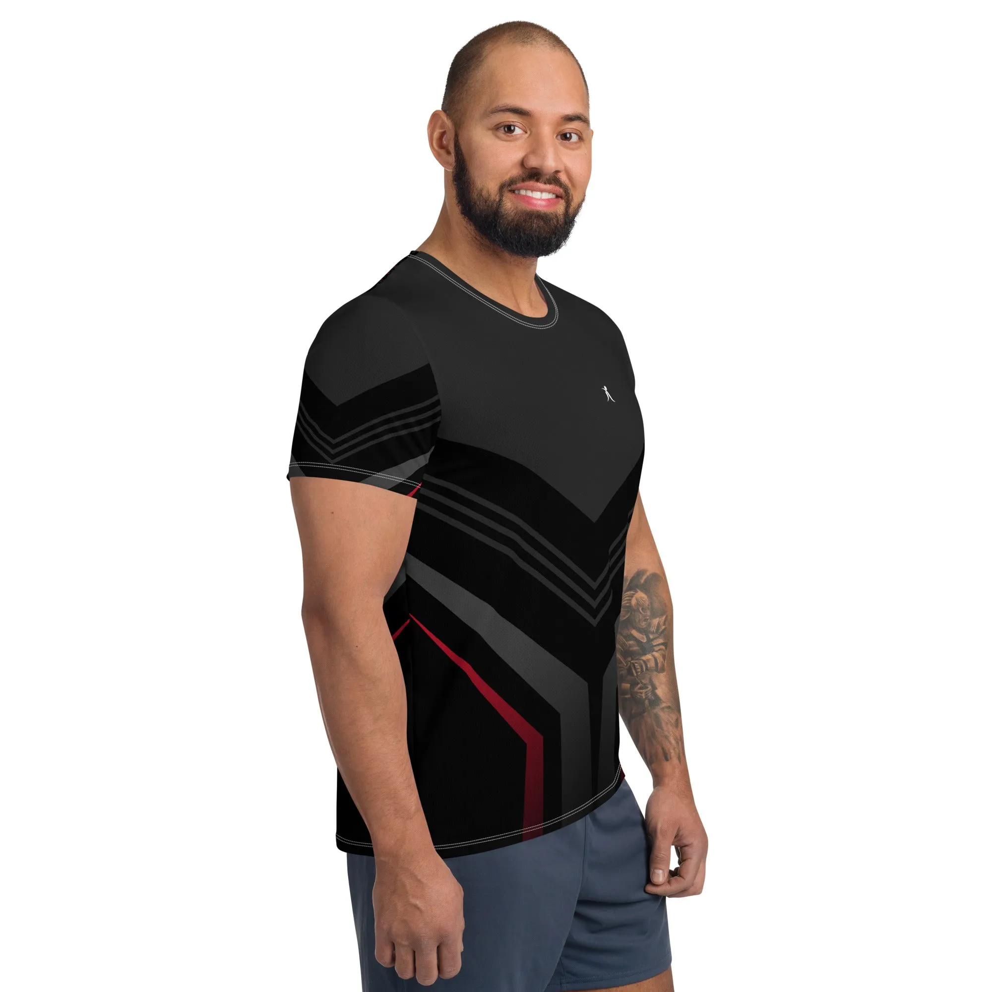 Men's Black Red Athletic T-shirt