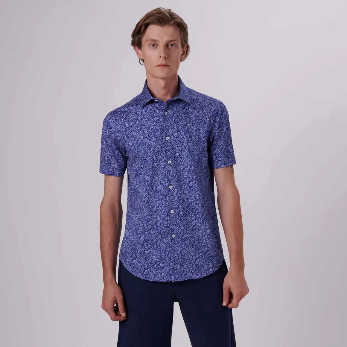 Men's Bugatchi | Miles Floral Print  OoohCotton® | Navy