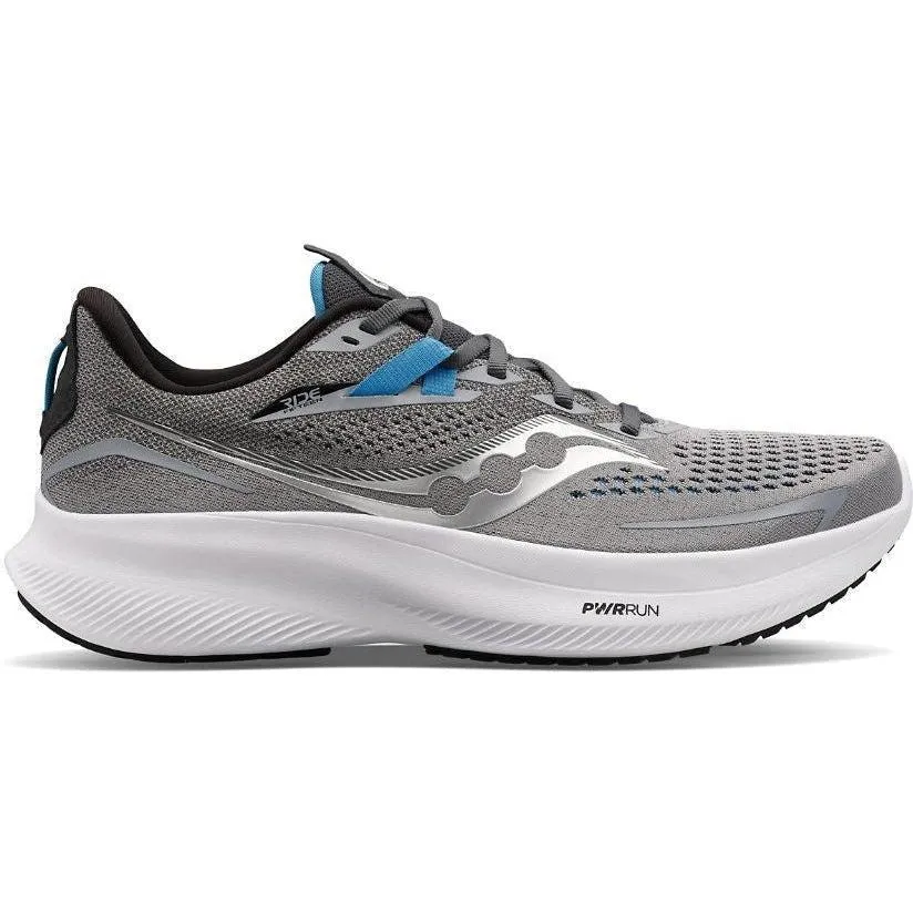 Men's Saucony Ride 15, Alloy/Topaz, 9.5 2E Wide