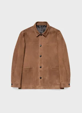 Men's Suede Twin Pocket Jacket in Light Brown