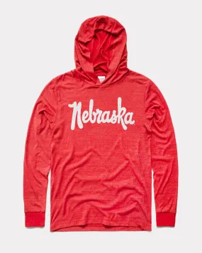 Nebraska Script Red Lightweight Hoodie