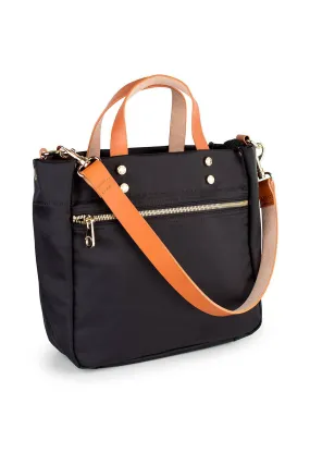 Nylon Travel Tote with Leather Accents