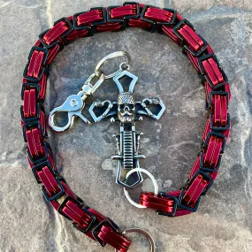 Old School Cross Wallet Chain - Black & Red Daytona CVO - WC704CVO