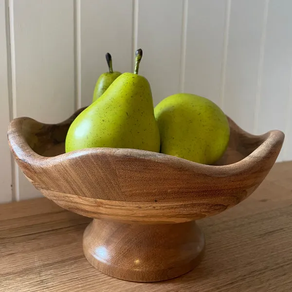 Ondulee Acacia Footed Bowl - Natural